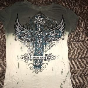Green and white Crash & Burn tee